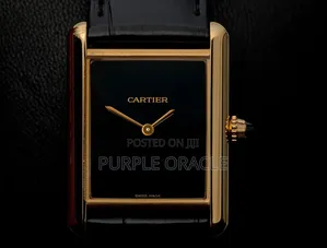 Cartier Tank Le Must Black Gold Watch.