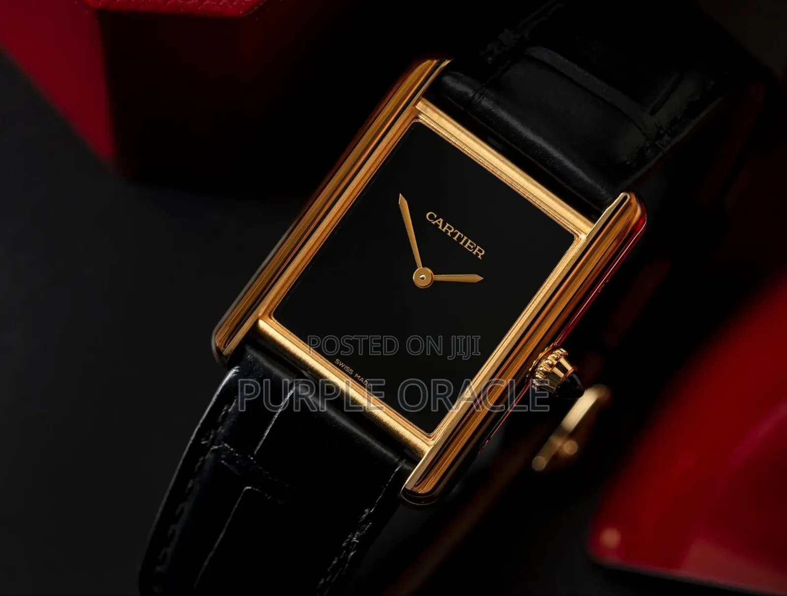 Cartier Tank Le Must Black Gold Watch.