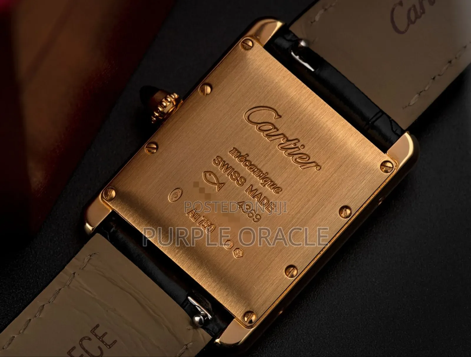 Cartier Tank Le Must Black Gold Watch.