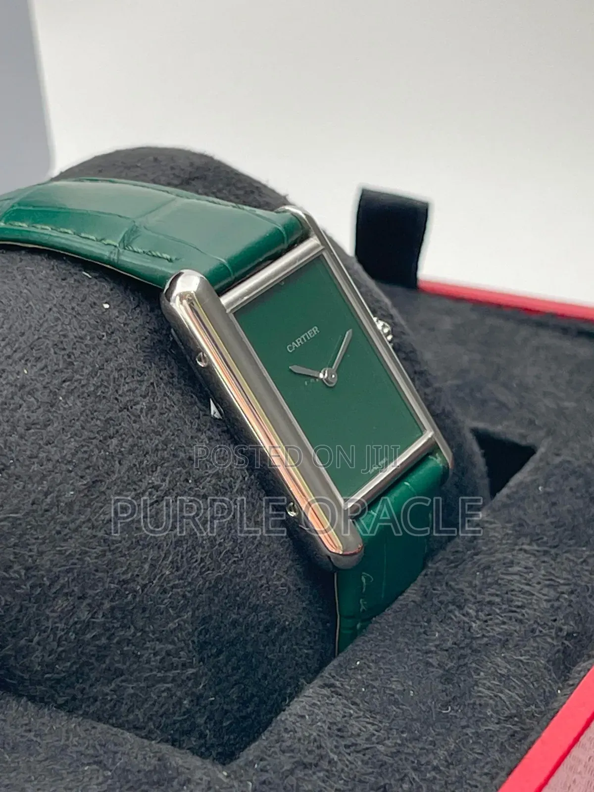 Cartier Tank Le Must Green Timepiece.