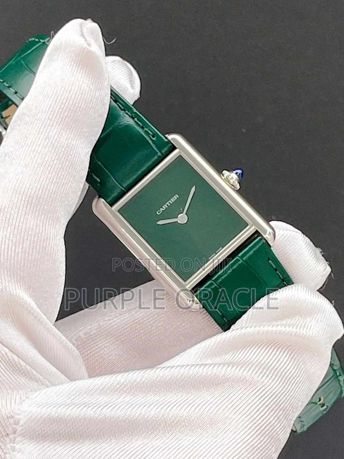Cartier Tank Le Must Green Timepiece.