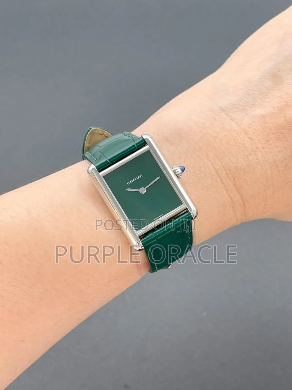Cartier Tank Le Must Green Timepiece.