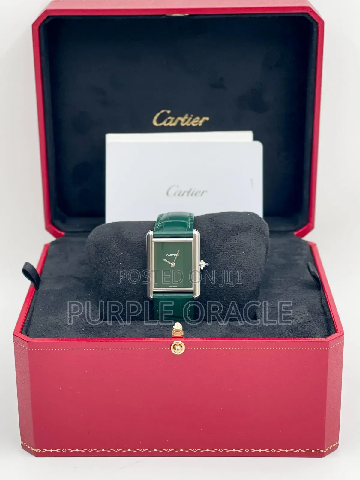 Cartier Tank Le Must Green Timepiece.
