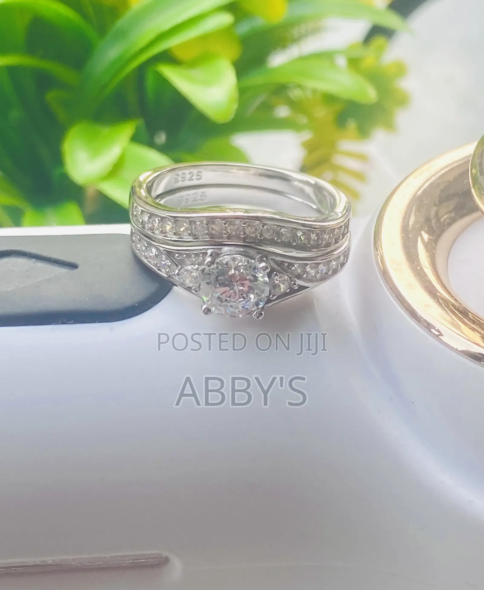 2pcs Sterling 925 Silver Emerald Cut Couple Ring