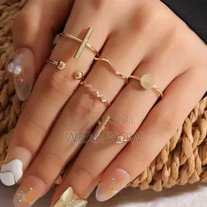 Gold Plated Minimalistic Fashion Rings Set for Women