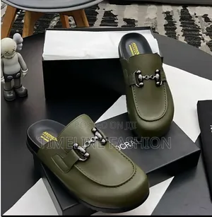 Army Green Aristocrat Men's Leather Slippers
