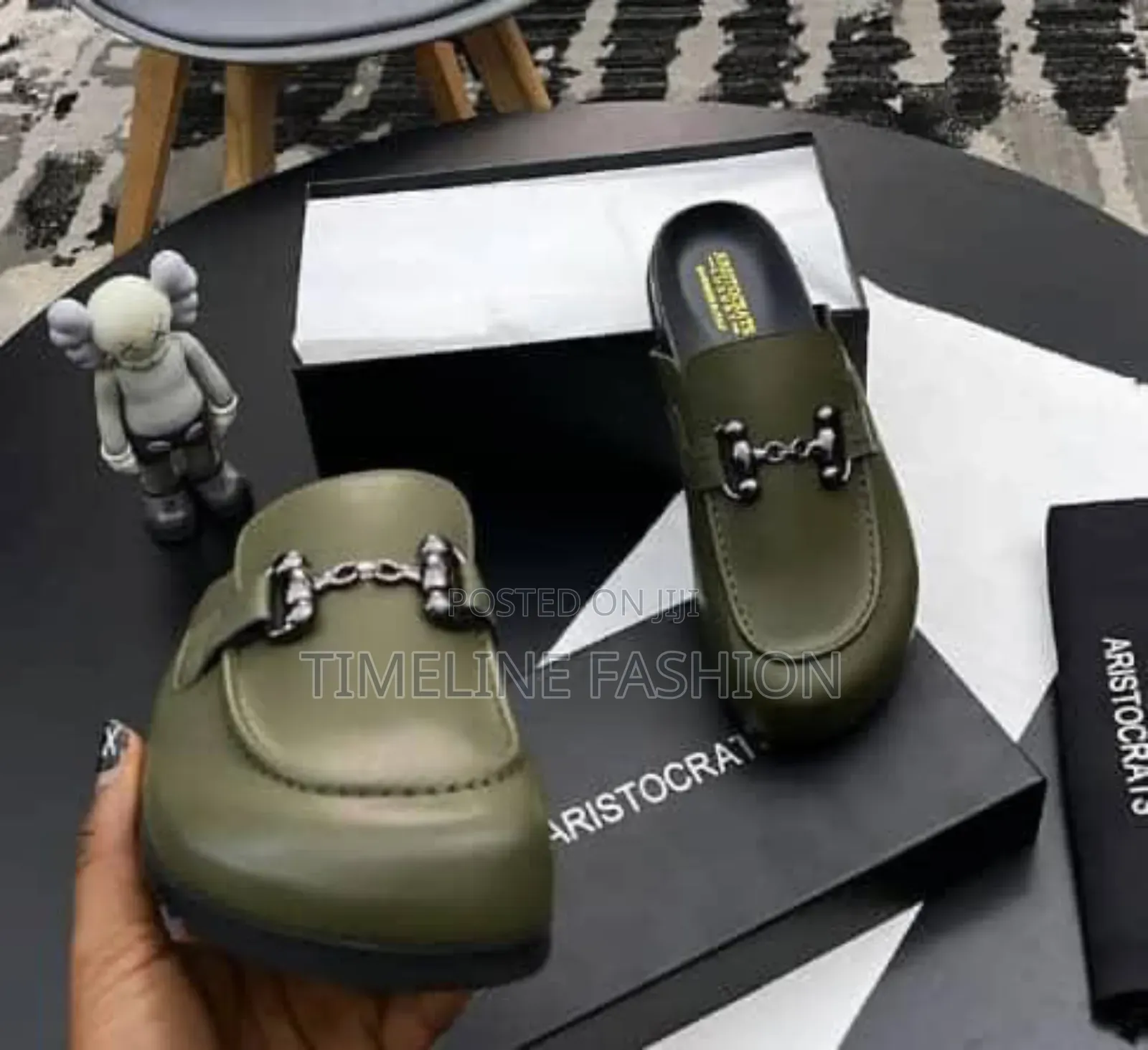 Army Green Aristocrat Men's Leather Slippers