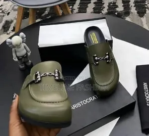 Army Green Aristocrat Men's Leather Slippers