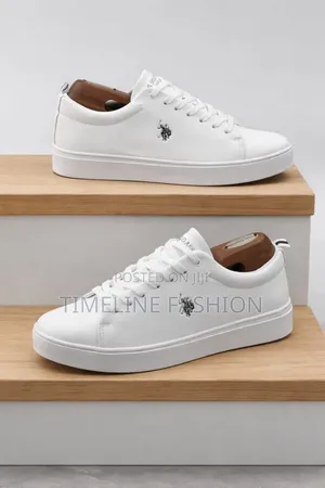 All White Polo Men's Leather Sneakers