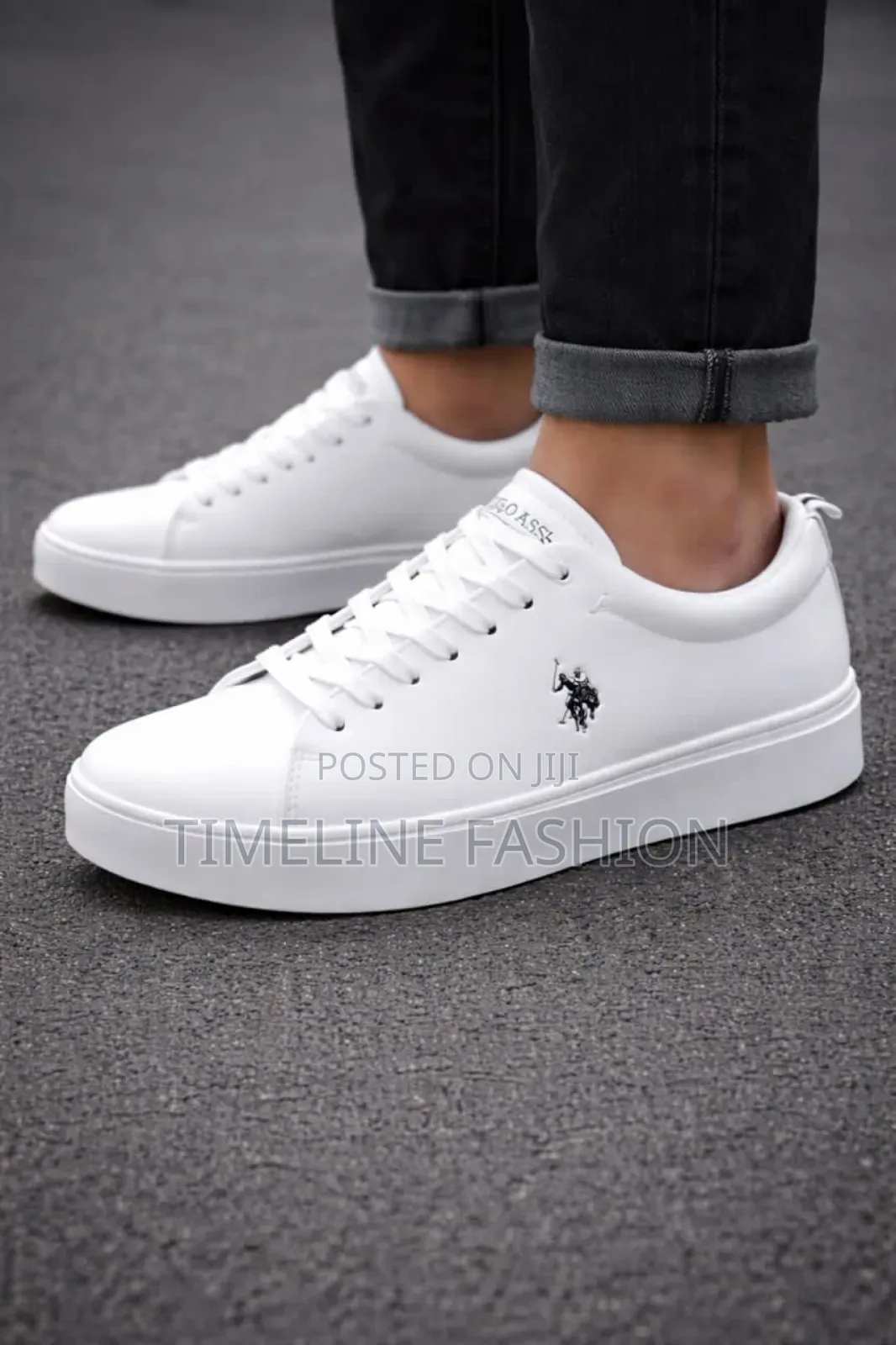 All White Polo Men's Leather Sneakers
