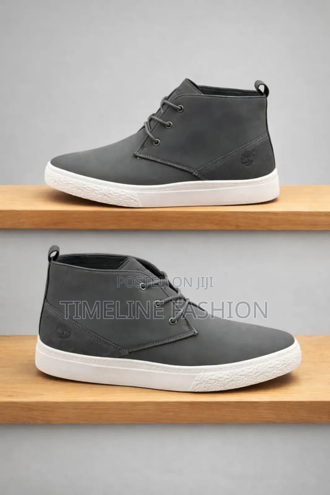 Suede Leather Timber Land Lace Up Boots Gray and White