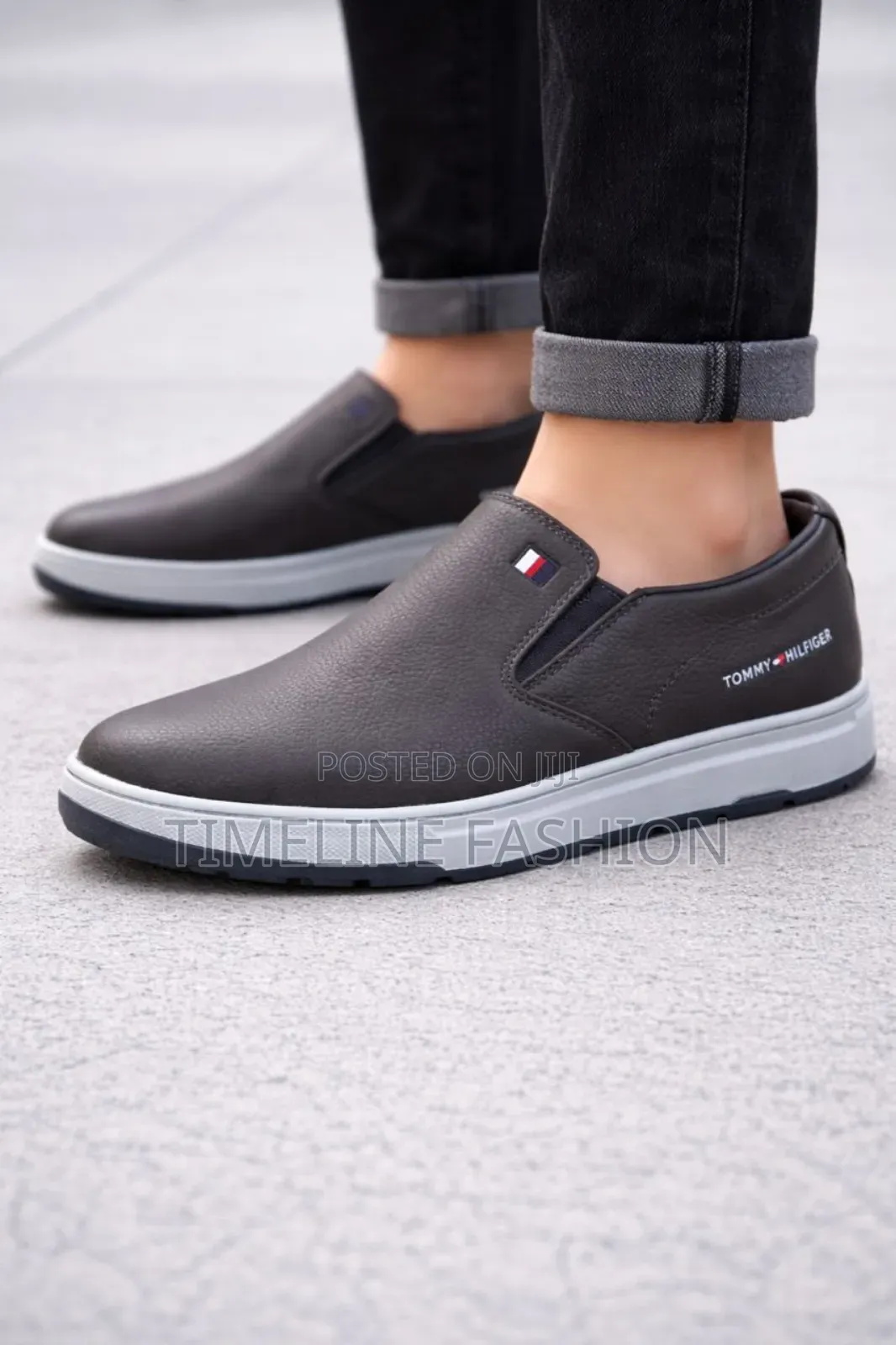 Grey and White Tommy Hilfiger Men's Casual Sneakers