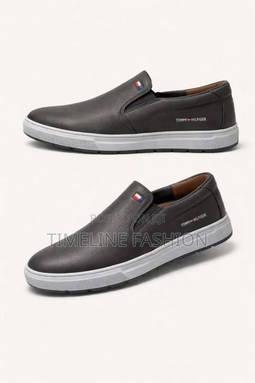 Grey and White Tommy Hilfiger Men's Casual Sneakers