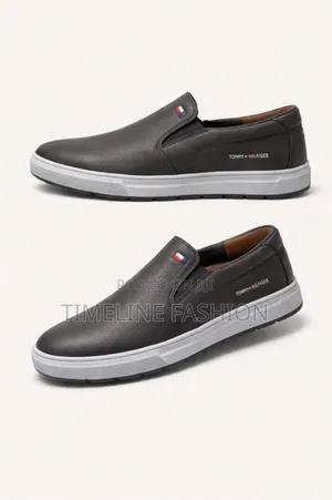 Grey and White Tommy Hilfiger Men's Casual Sneakers