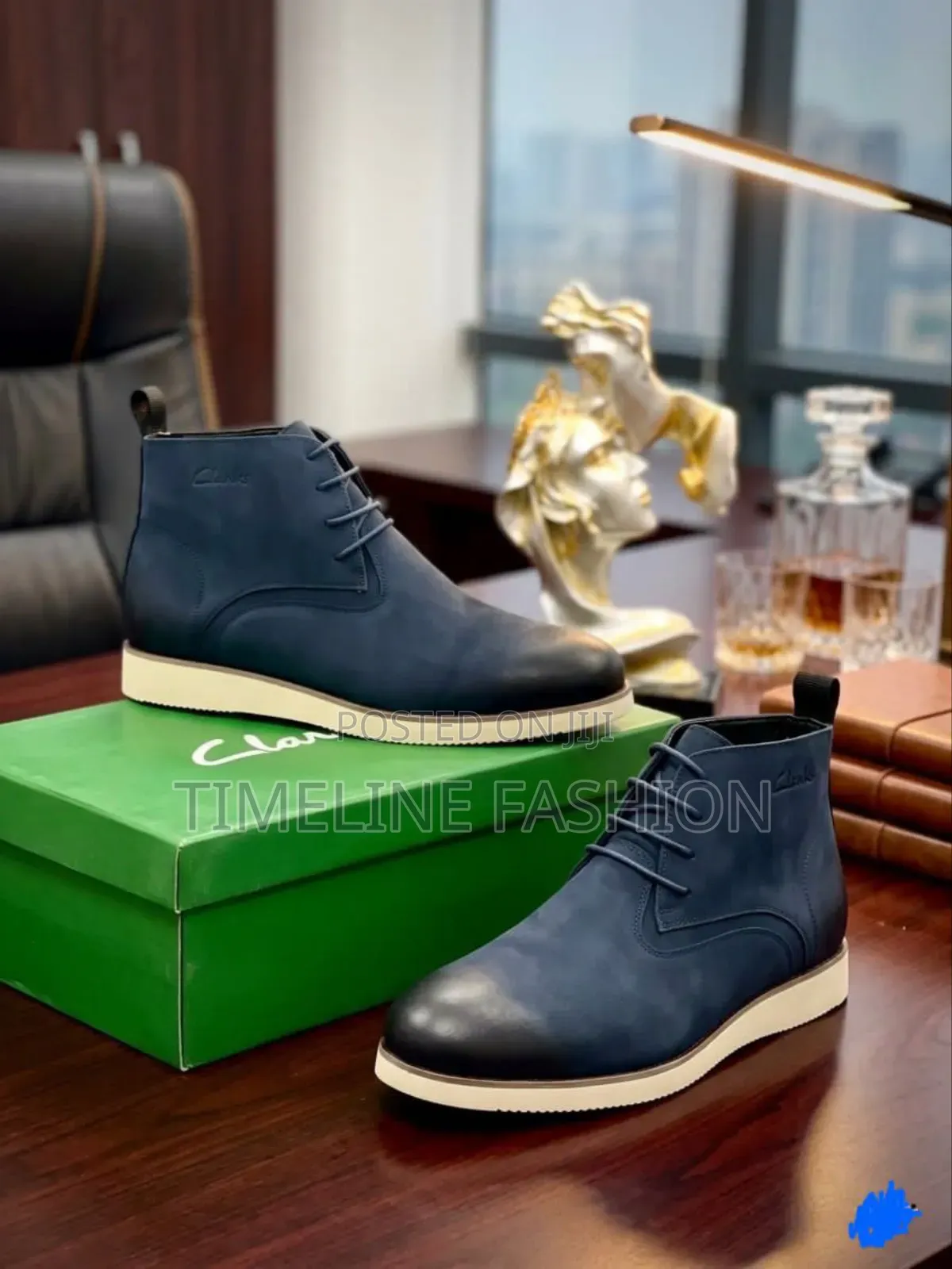 Clark's Designer Lace Up Boots Navy Blue