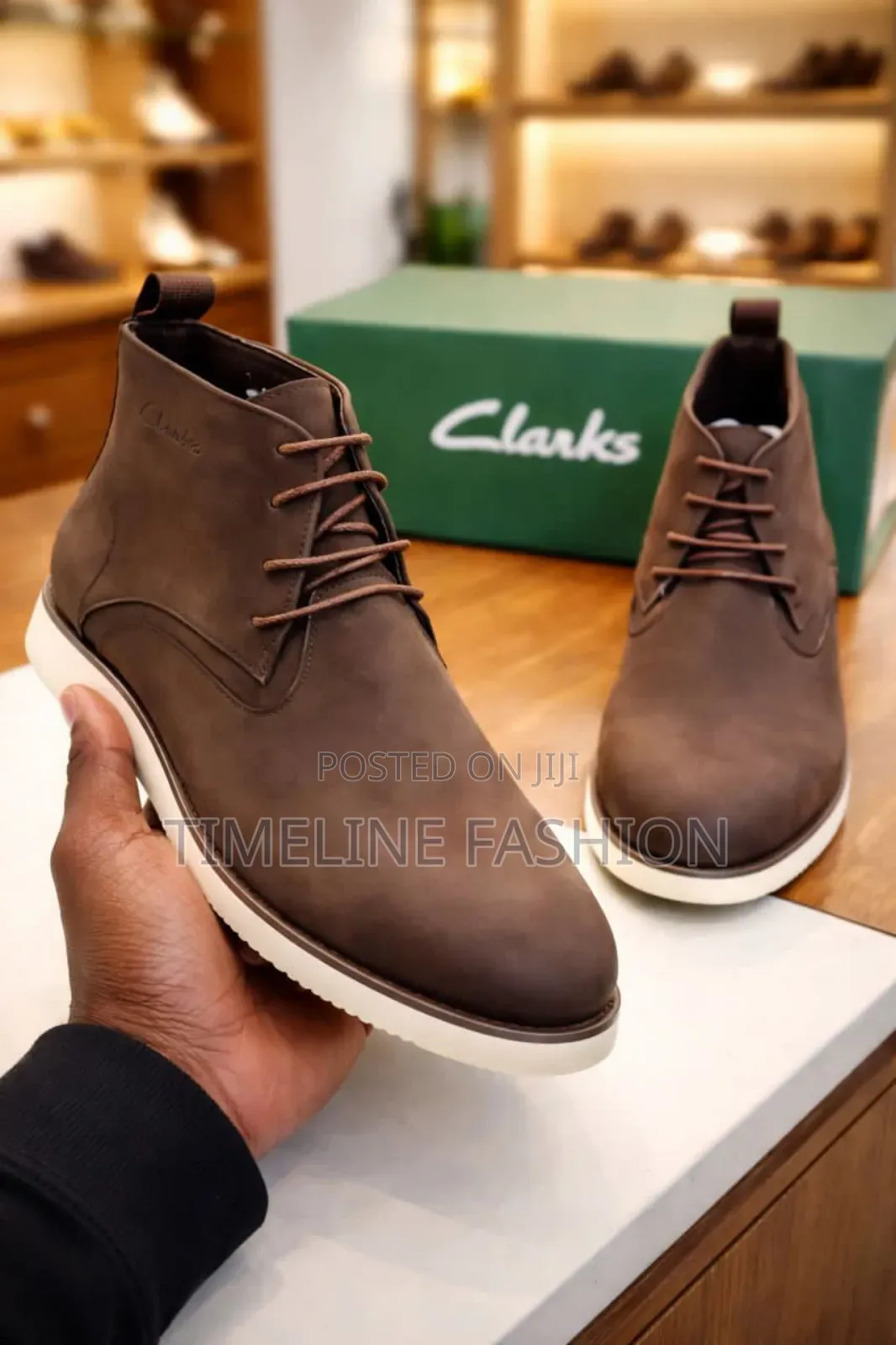 Quality Clark's Men's Ankle Boots Coffee With White Sole
