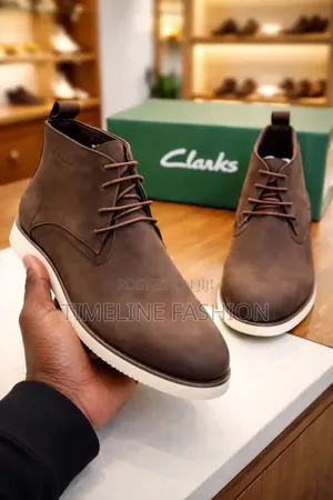 Quality Clark's Men's Ankle Boots Coffee With White Sole