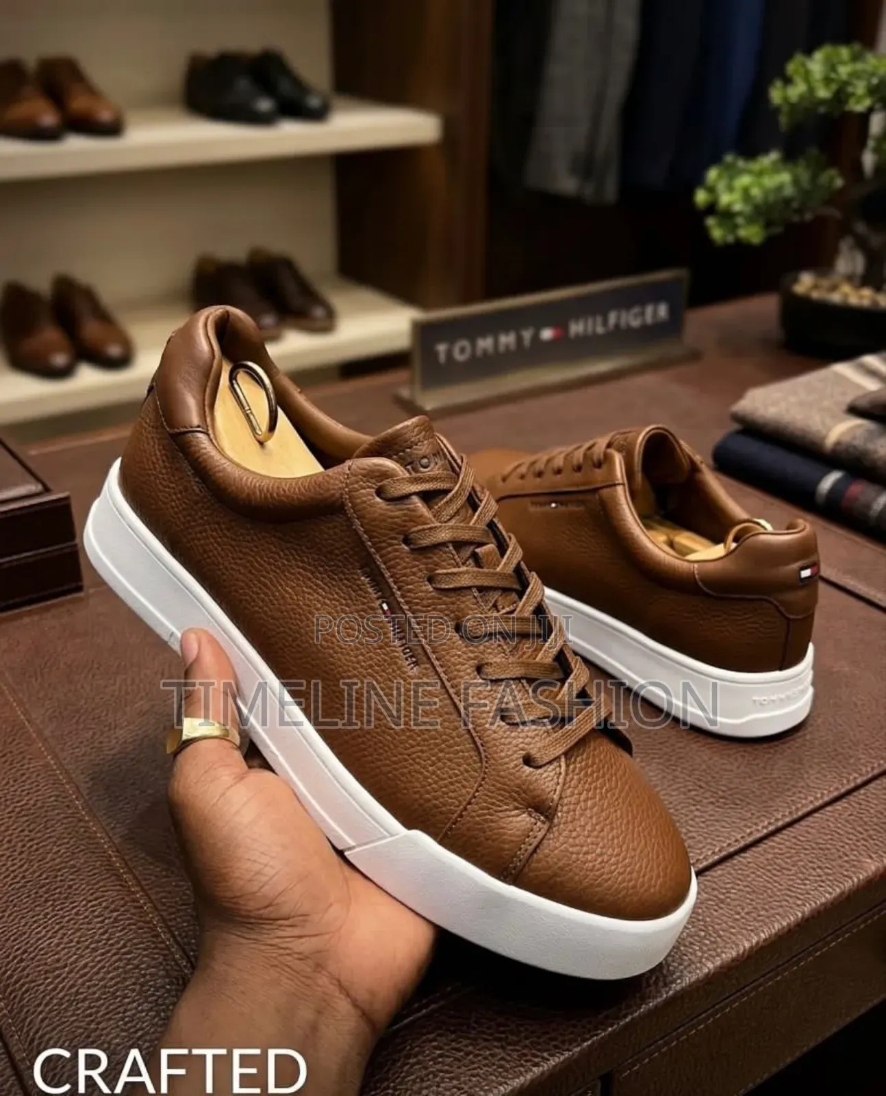 Tommy Hilfiger Leather Lace Up Men's Casual Sneakers