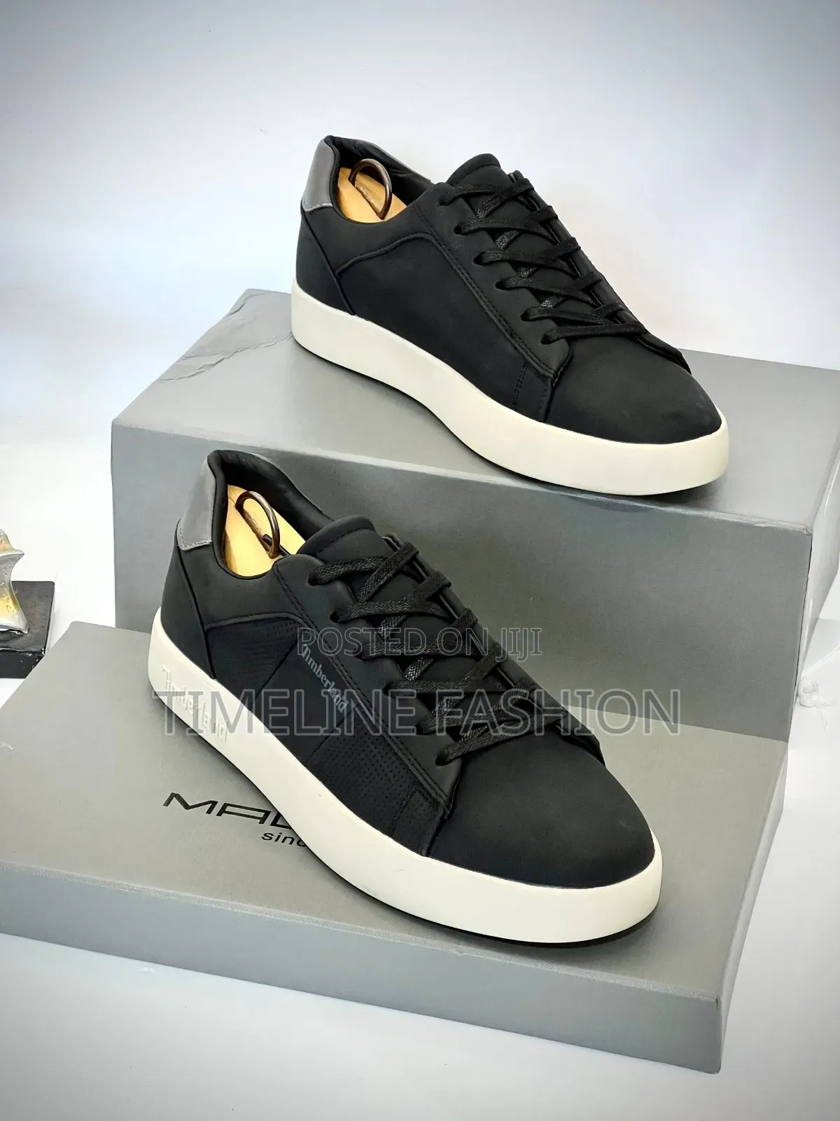Black and Cream Timber Land Lace Up Sneakers