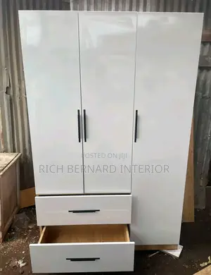 Modern White Wood Grain 2in1 Wardrobe