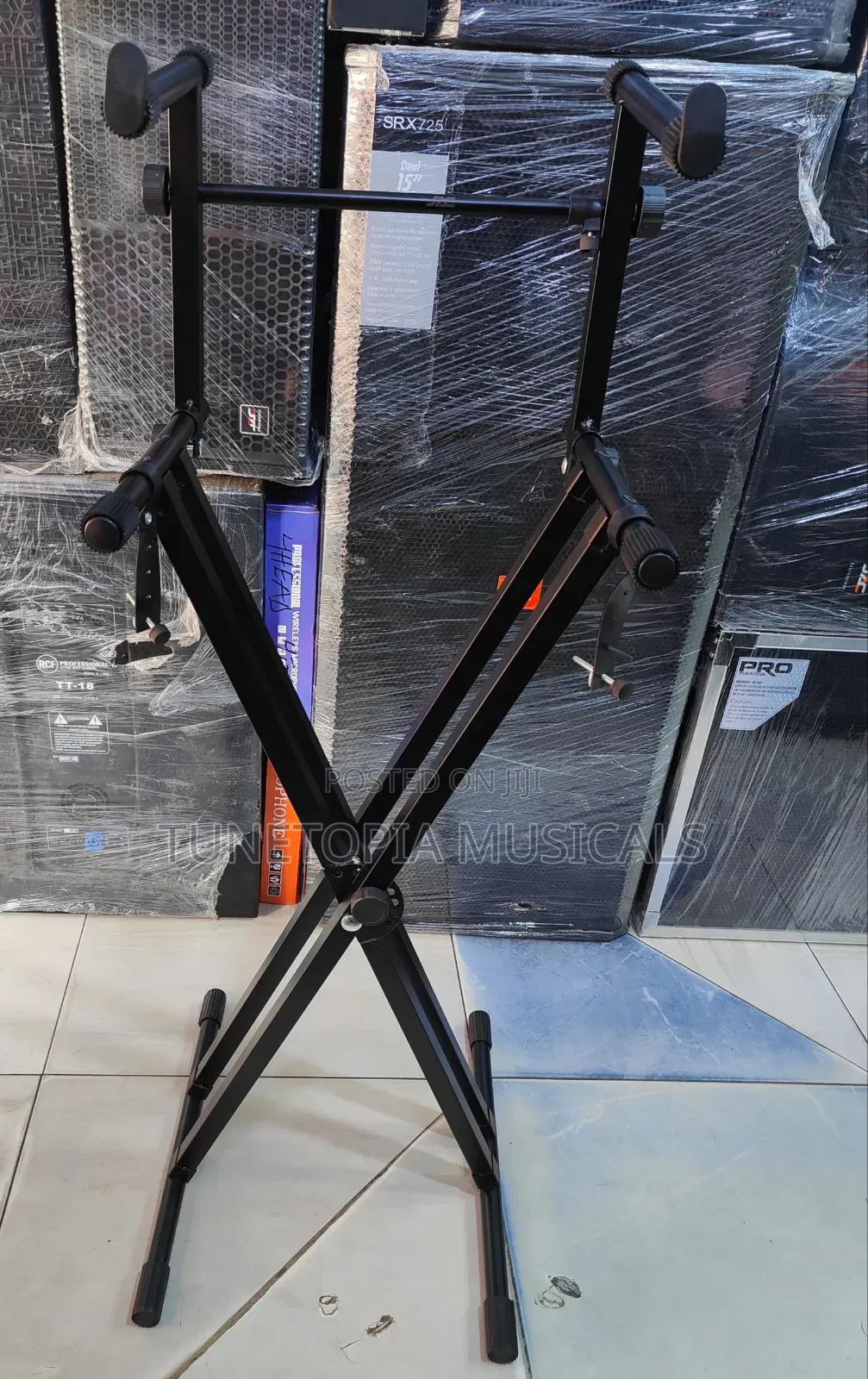 2-Tier, Double-Braced X-Style Adjustable Keyboard Stand.