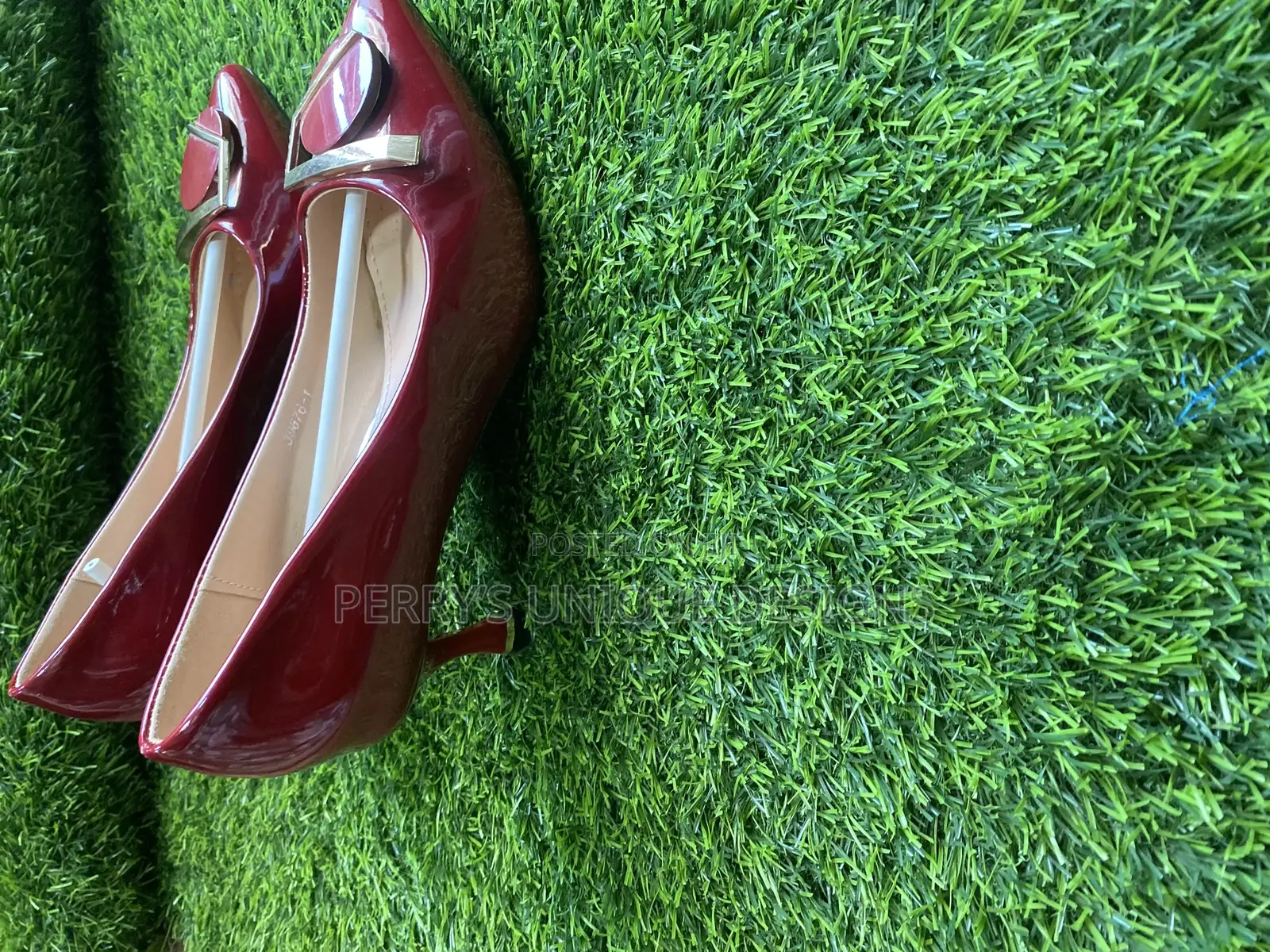 Crimson Royale Patent Buckle Heels