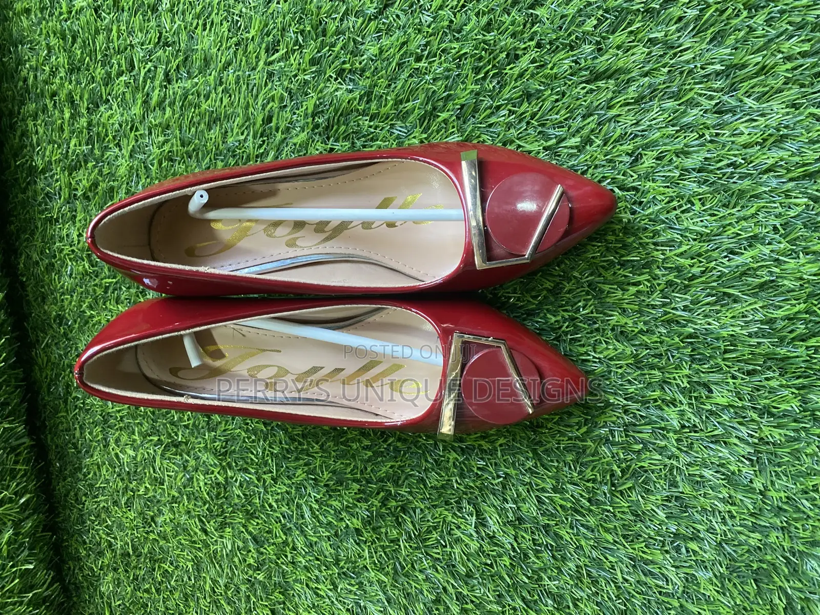 Crimson Royale Patent Buckle Heels