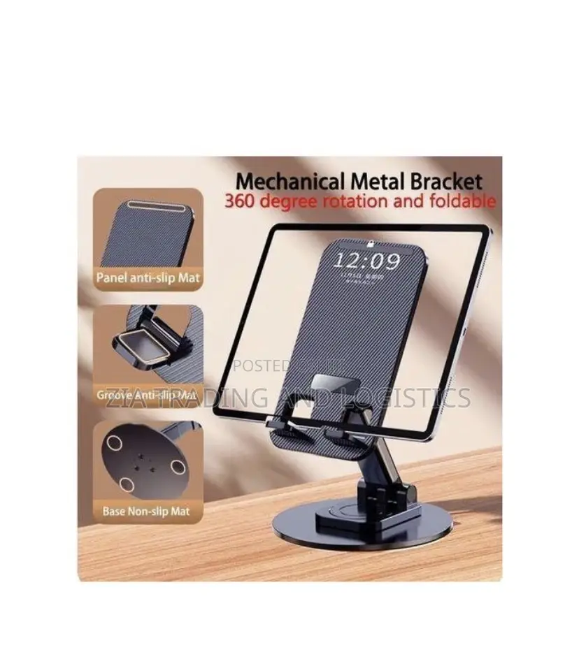 Universal Metal Desktop Stand -360o Rotatable Foldable Phone Holder