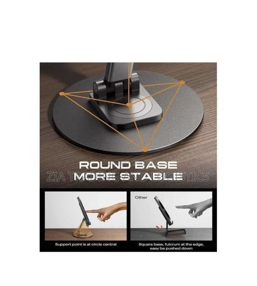 Universal Metal Desktop Stand -360o Rotatable Foldable Phone Holder