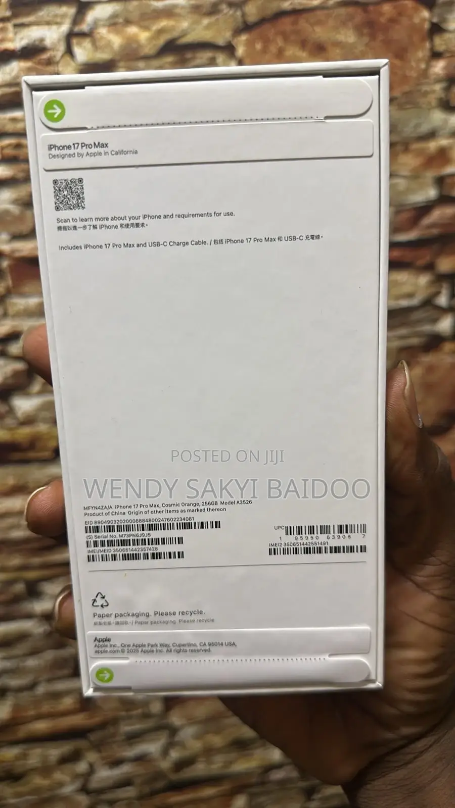 New Apple iPhone 17 Pro Max 256 GB Orange