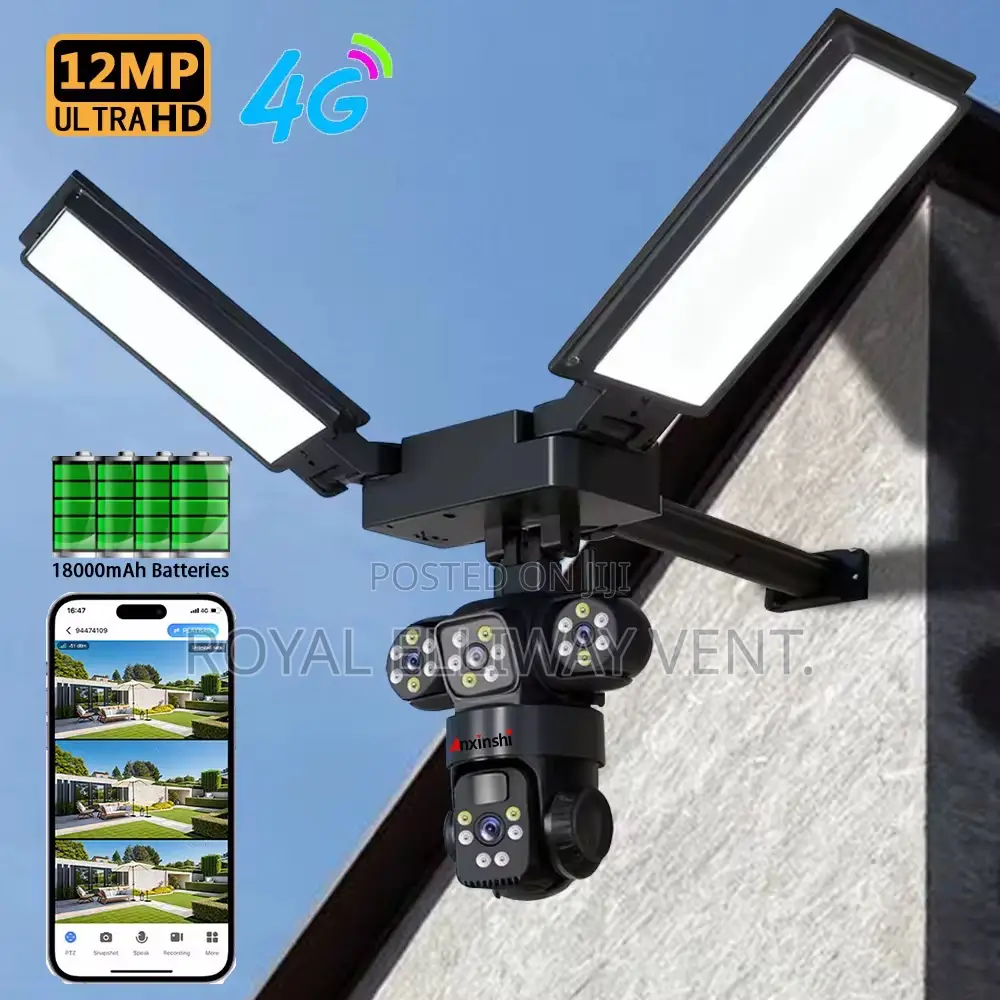 3 Lens 3 Views 4g Sim Solar and Lighting Camera