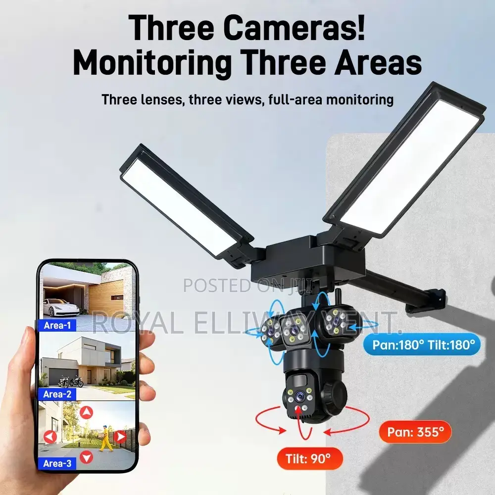 3 Lens 3 Views 4g Sim Solar and Lighting Camera