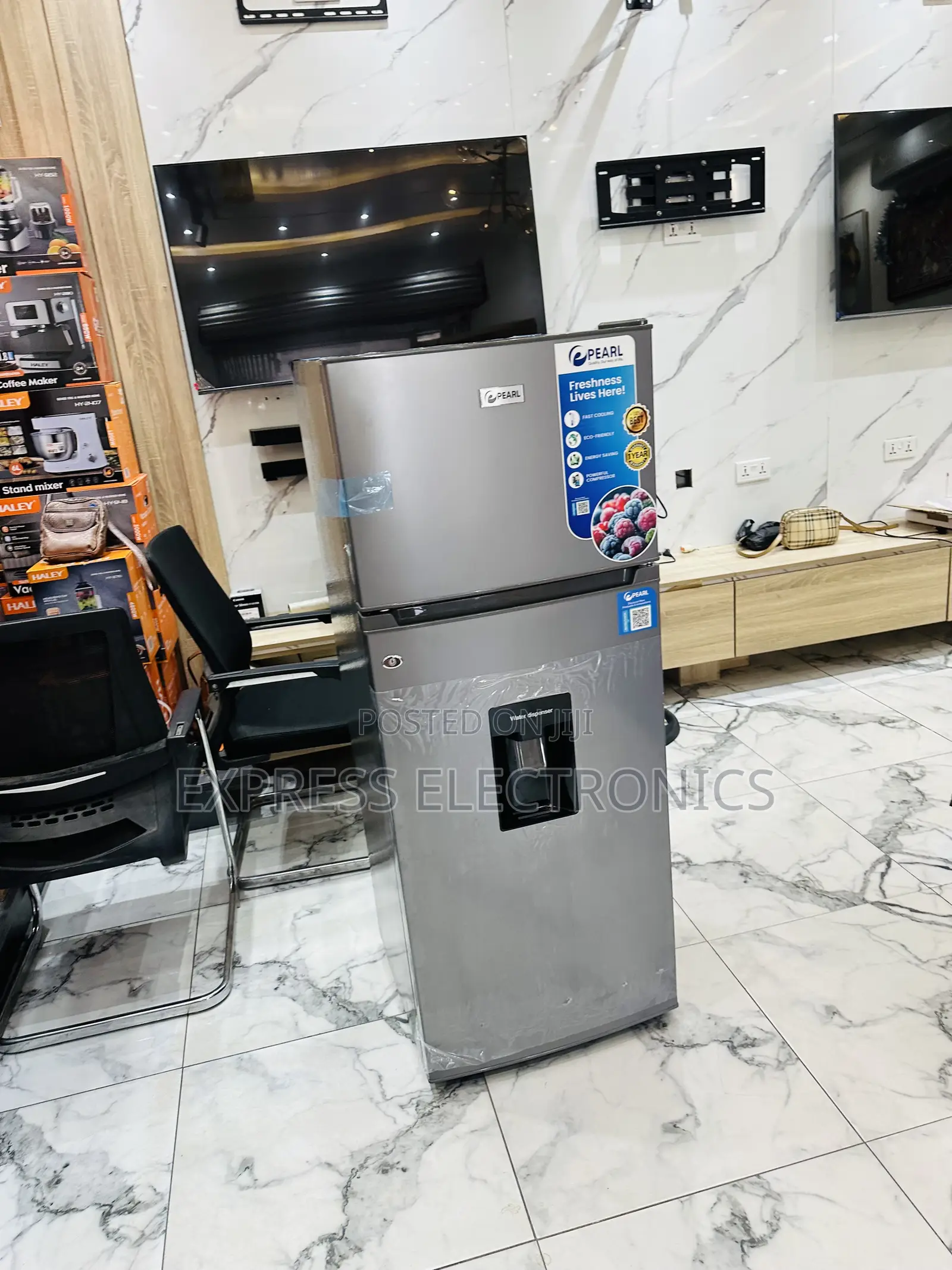 Lovely New Grey Color Double Door Fridge Pearl 197l With Dispenser