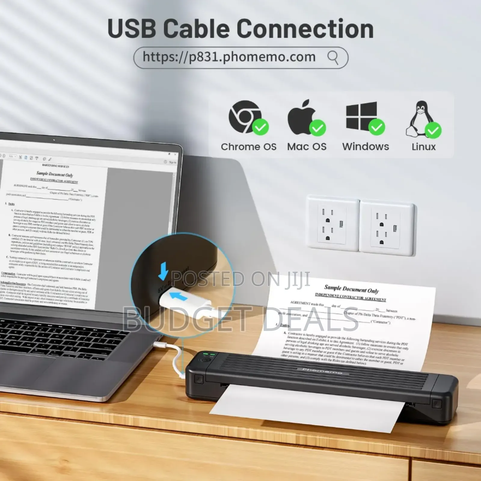 Portable Wireless Inkless Printer(Compatible With Normal Copy Paper)