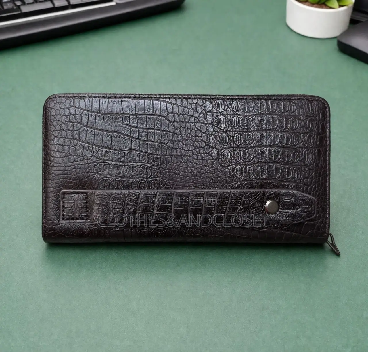 Karya Brand Dark Brown Long Zip-Around Clutch Wallet