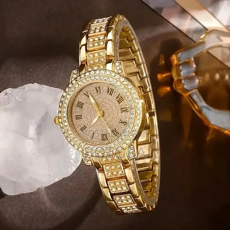 5-in-1 Women’S Jewelry Set – Rhinestone Watch Set (Gold)