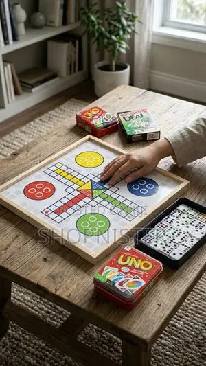 Ludo, Double 9 Dominoes, Uno Special Edition, and Monopoly Deal Games