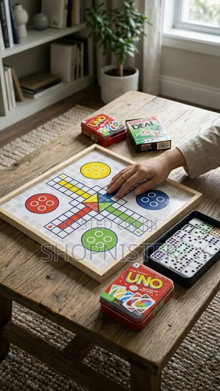 Ludo, Double 9 Dominoes, Uno Special Edition, and Monopoly Deal Games