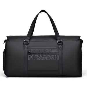Black Leather Duffel Traveling Bag Hand Luggage 20 Inches