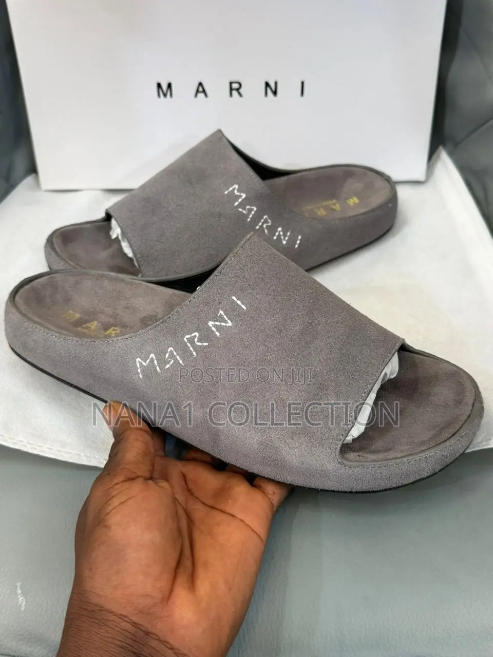 Marni - Logo Embroidered Suede Slide