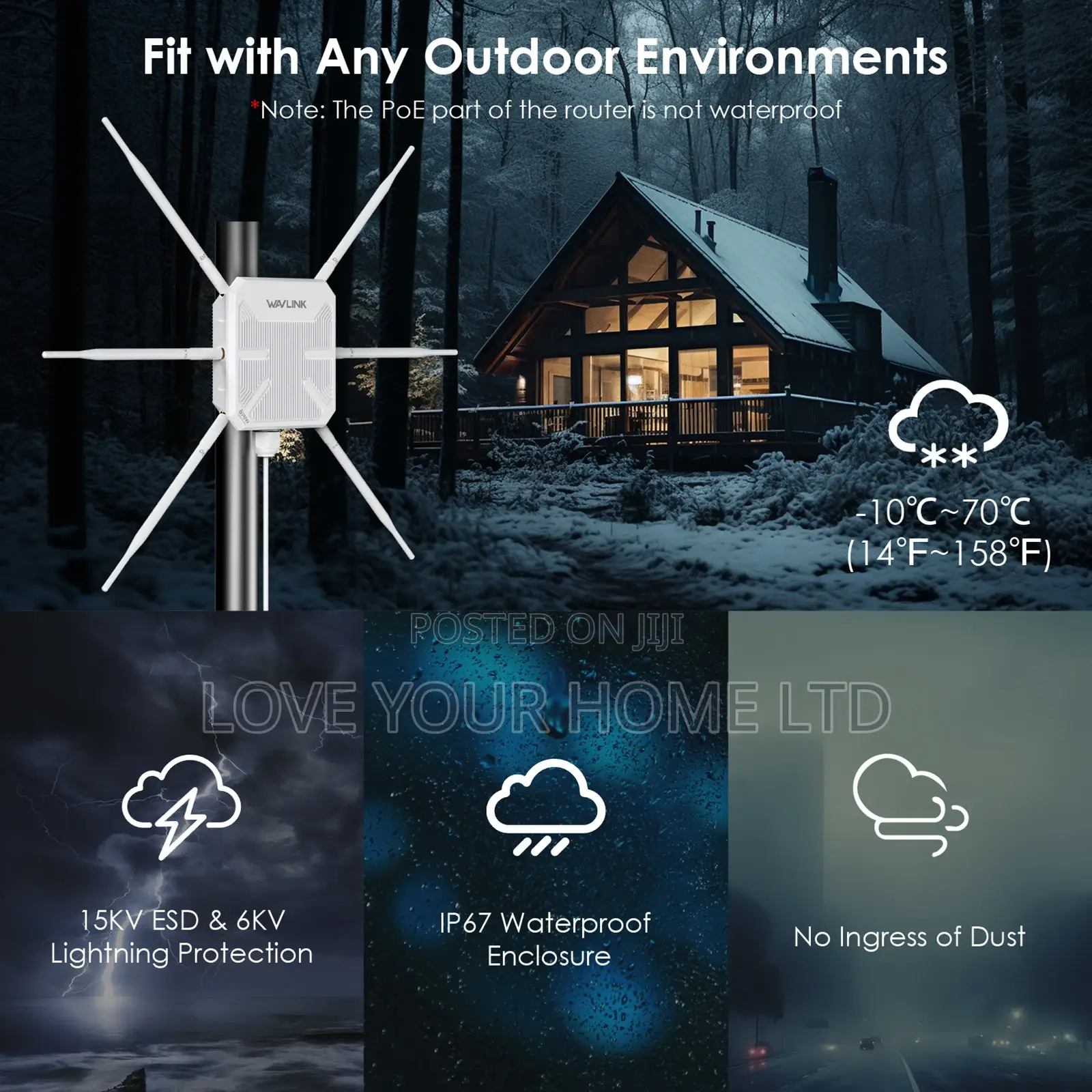 Ax3000 Wi-Fi 6 Outdoor Access 6-Antenna 300m Router