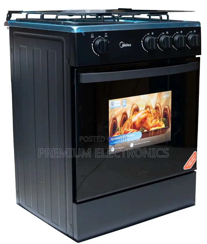 Midea 4 Burner Gas Cooker 60x60cm Oven, Grill,
