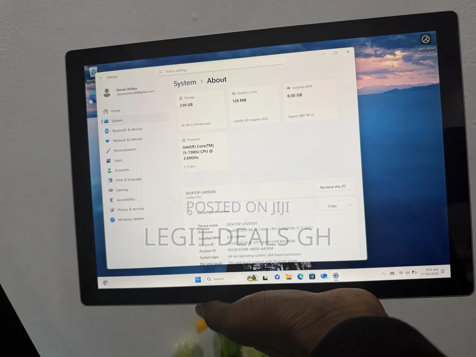 Laptop Microsoft Surface Pro 5 8GB Intel Core i5 SSD 256GB