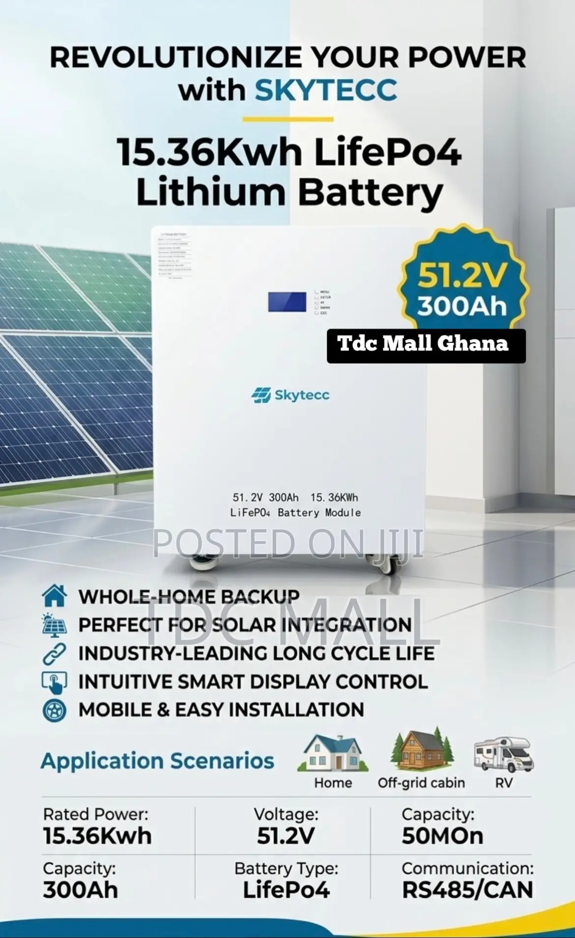 Solar Plant - 15.36kwh Lifep04 Lithium Battery + Inverter + 10 Panels
