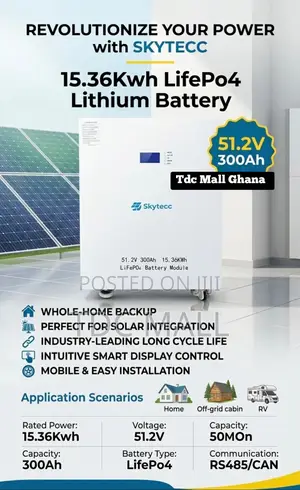 Solar Plant - 15.36kwh Lifep04 Lithium Battery + Inverter + 10 Panels