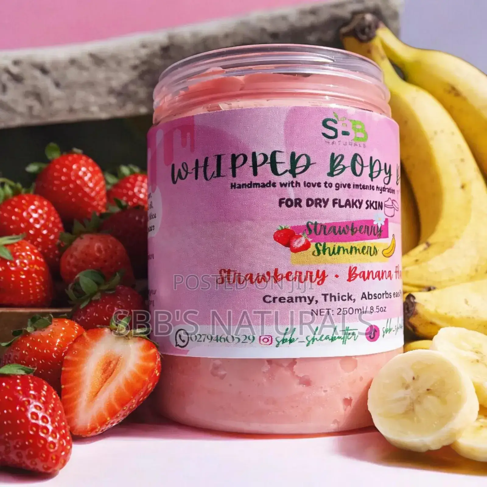 Whipped Body Butter (Strawberry + Banana Flavour)