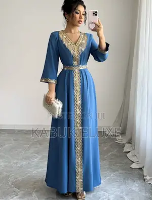Elegant Royal Blue Embellished Maxi Dress