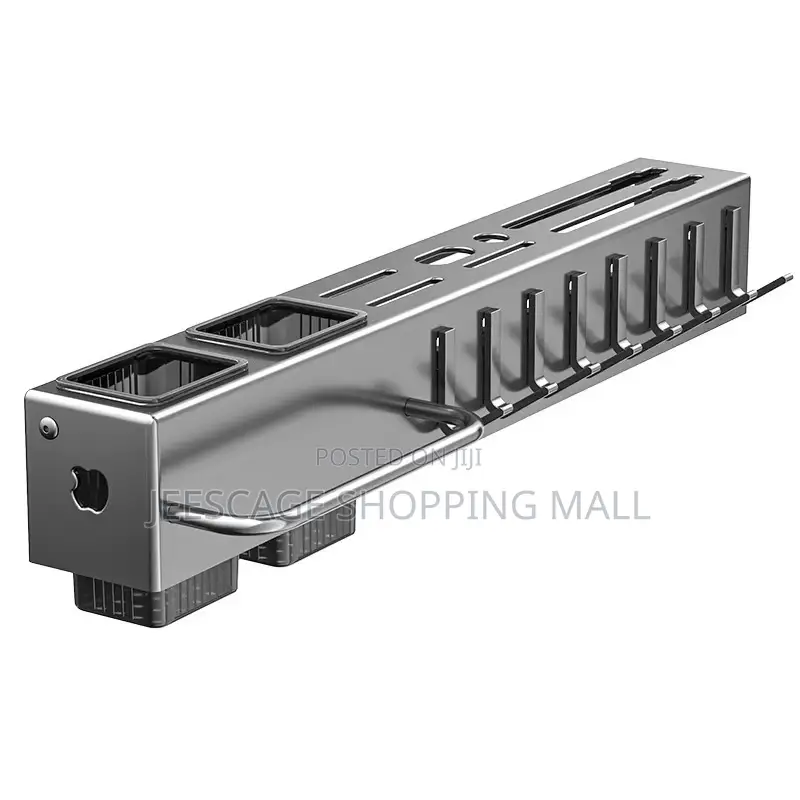 Stainless Steel Wall-Mounted Kitchen Organizer Rack With Hooks