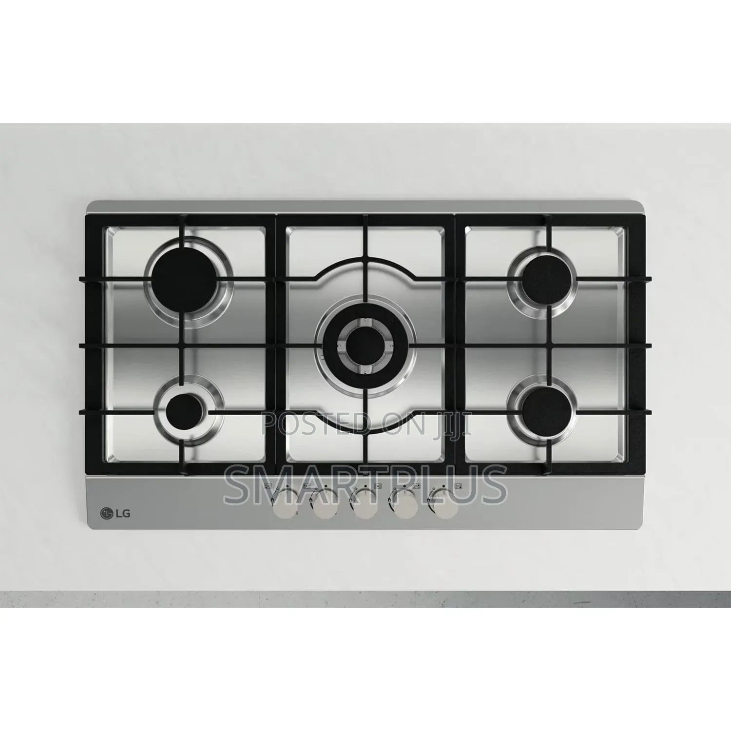 A 90cm Lg Built-in Gas Hob Featuring a Stainless Steel Finish.