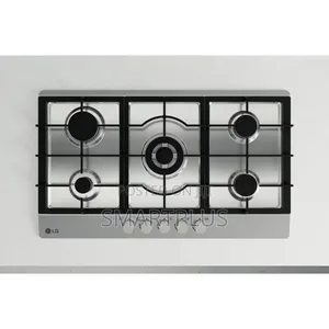 A 90cm Lg Built-in Gas Hob Featuring a Stainless Steel Finish.